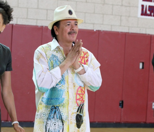 Carlos Santana and House of Blues Musical Instrument Donation at Andre Agassi College Preparatory Academy in Las Vegas on September 10, 2013