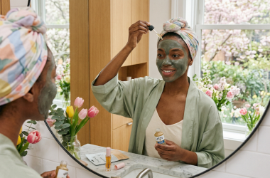 Black lady doing skincare
