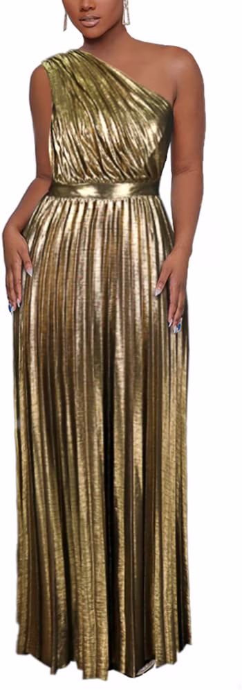 gold pleated dress