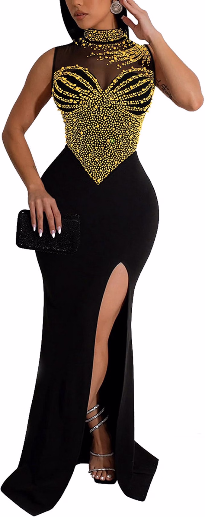 black and gold gown